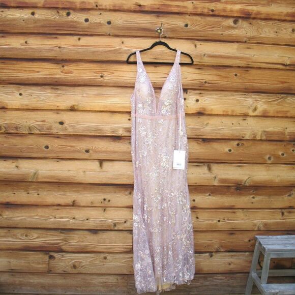 Mac Duggal 67481 Womens Floral Embellished Sleeveless Plunge Neck Gown Dress - Picture 7 of 15